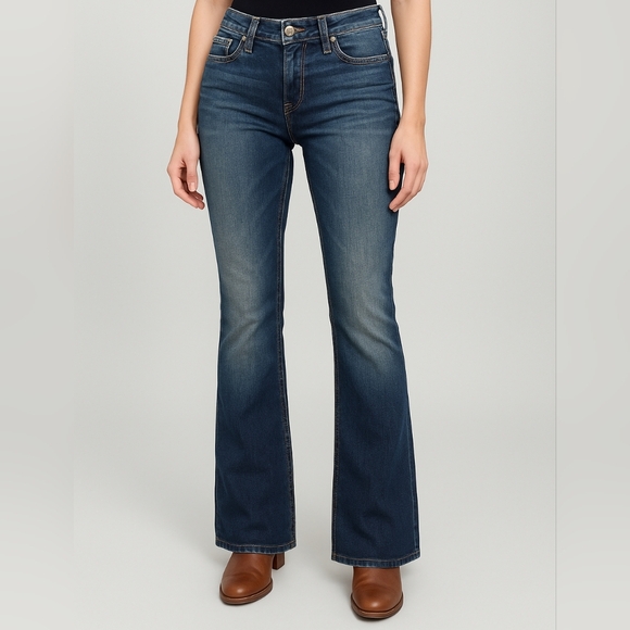 Silver Jeans Denim - Silver Jeans Co. Pioneer Bootcut Jeans W32 L33 Dark Wash Distressed